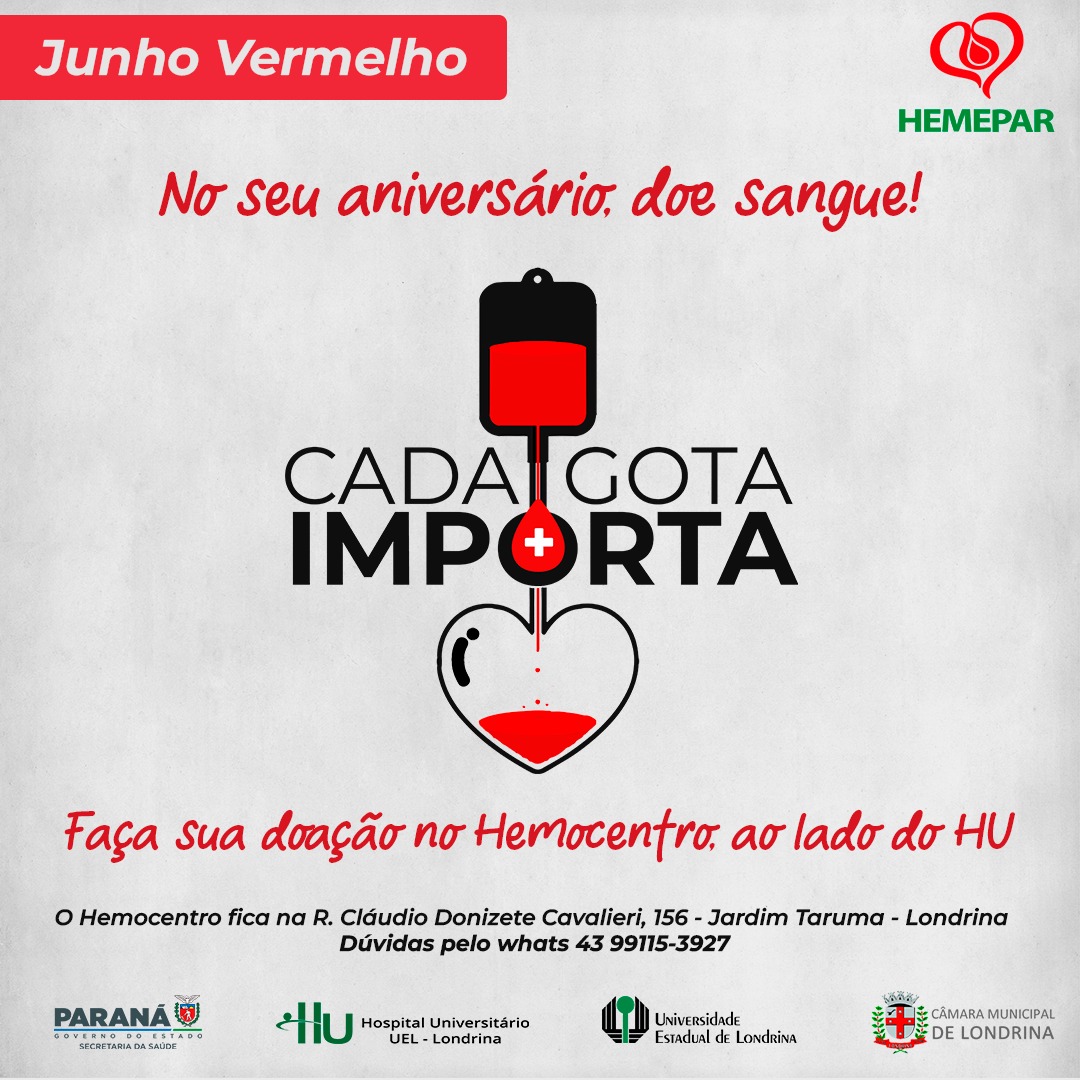 ‘No seu aniversário, doe sangue!’ é tema de campanha do Hemocentro